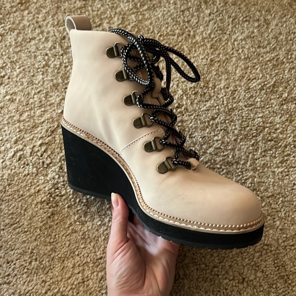 Toms Melrose Beige lace up wedge booties - Picture 10 of 11